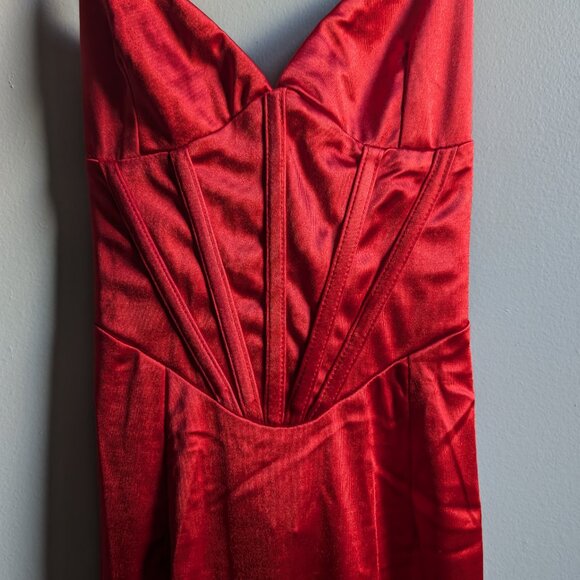 Red Selfie Leslie Seraya Corset Lace-up Scrunched Back Dress - Picture 4 of 6